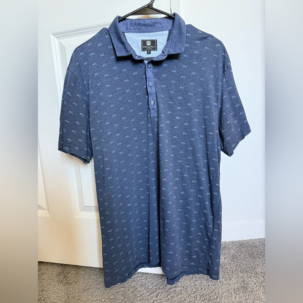 Elegant Blue Patterned Polo Shirt